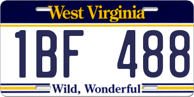 WV license plate 1BF488