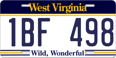 WV license plate 1BF498
