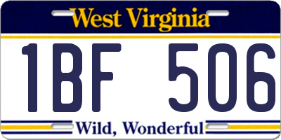 WV license plate 1BF506