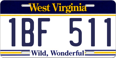WV license plate 1BF511