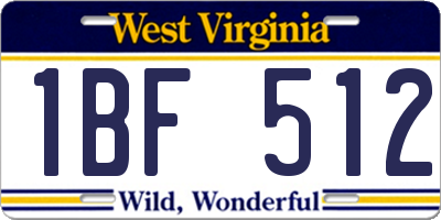 WV license plate 1BF512