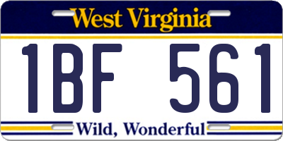 WV license plate 1BF561