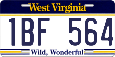 WV license plate 1BF564