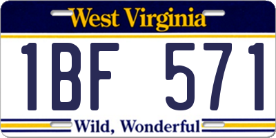 WV license plate 1BF571