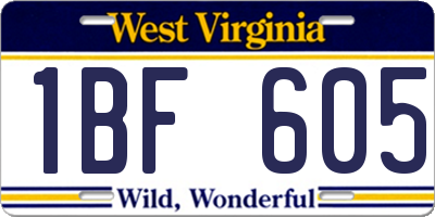 WV license plate 1BF605