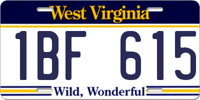 WV license plate 1BF615