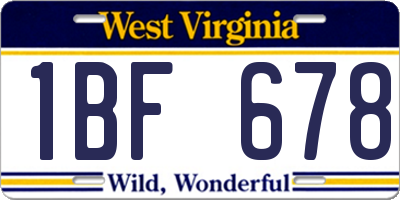 WV license plate 1BF678