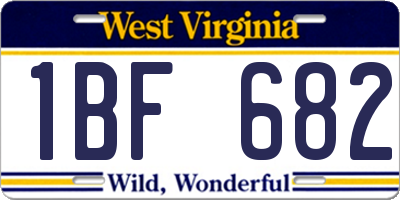 WV license plate 1BF682