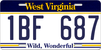 WV license plate 1BF687