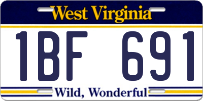 WV license plate 1BF691