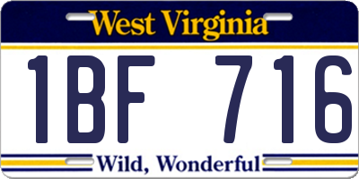 WV license plate 1BF716