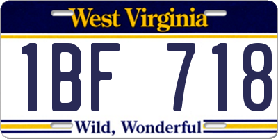 WV license plate 1BF718