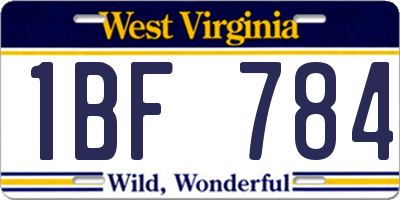 WV license plate 1BF784