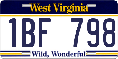 WV license plate 1BF798