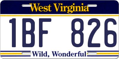 WV license plate 1BF826