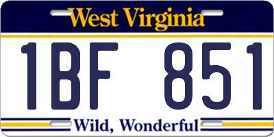 WV license plate 1BF851