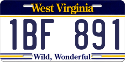 WV license plate 1BF891
