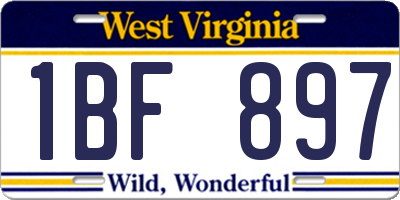 WV license plate 1BF897