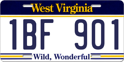 WV license plate 1BF901
