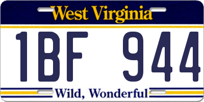 WV license plate 1BF944