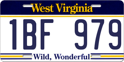 WV license plate 1BF979