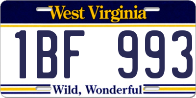 WV license plate 1BF993