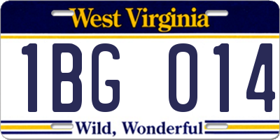 WV license plate 1BG014