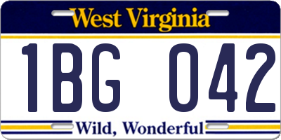 WV license plate 1BG042