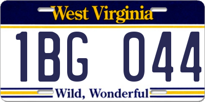 WV license plate 1BG044