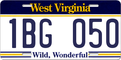 WV license plate 1BG050