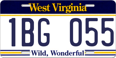 WV license plate 1BG055