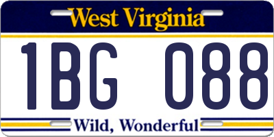 WV license plate 1BG088