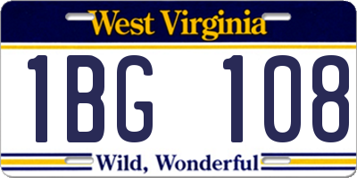WV license plate 1BG108
