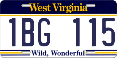 WV license plate 1BG115