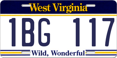 WV license plate 1BG117
