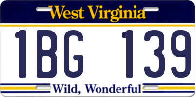WV license plate 1BG139