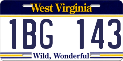 WV license plate 1BG143