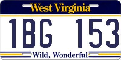WV license plate 1BG153