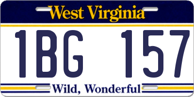 WV license plate 1BG157