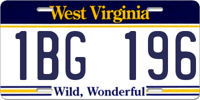 WV license plate 1BG196