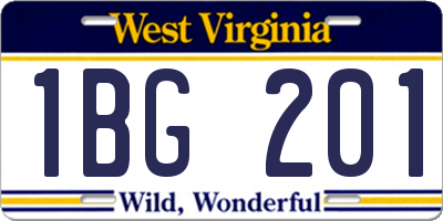 WV license plate 1BG201