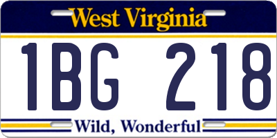 WV license plate 1BG218