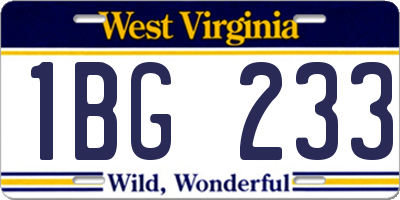 WV license plate 1BG233