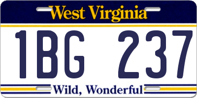 WV license plate 1BG237