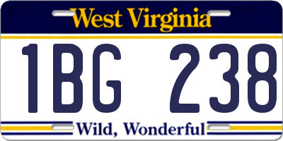 WV license plate 1BG238