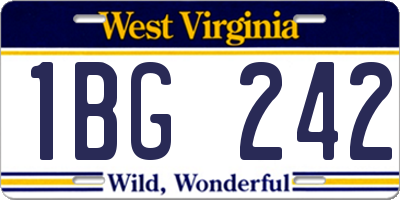 WV license plate 1BG242
