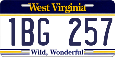 WV license plate 1BG257