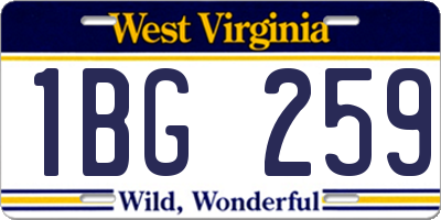 WV license plate 1BG259