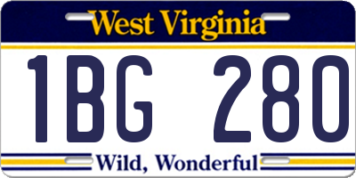 WV license plate 1BG280