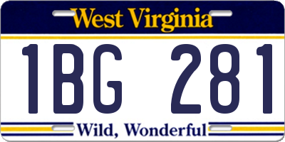 WV license plate 1BG281